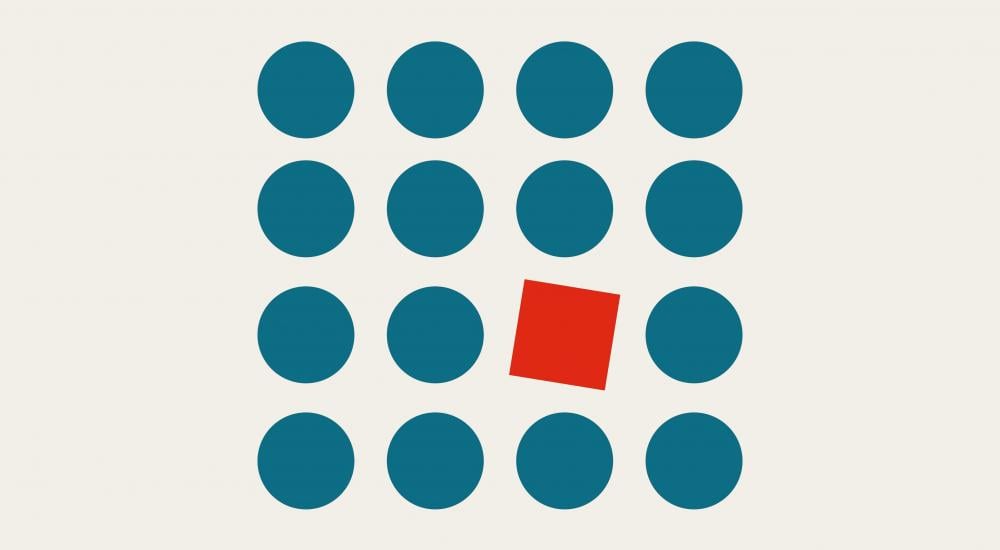 Illustration of blue dots arranged in a square