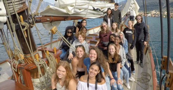 ECU Study abroad students on a boat in Tuscany