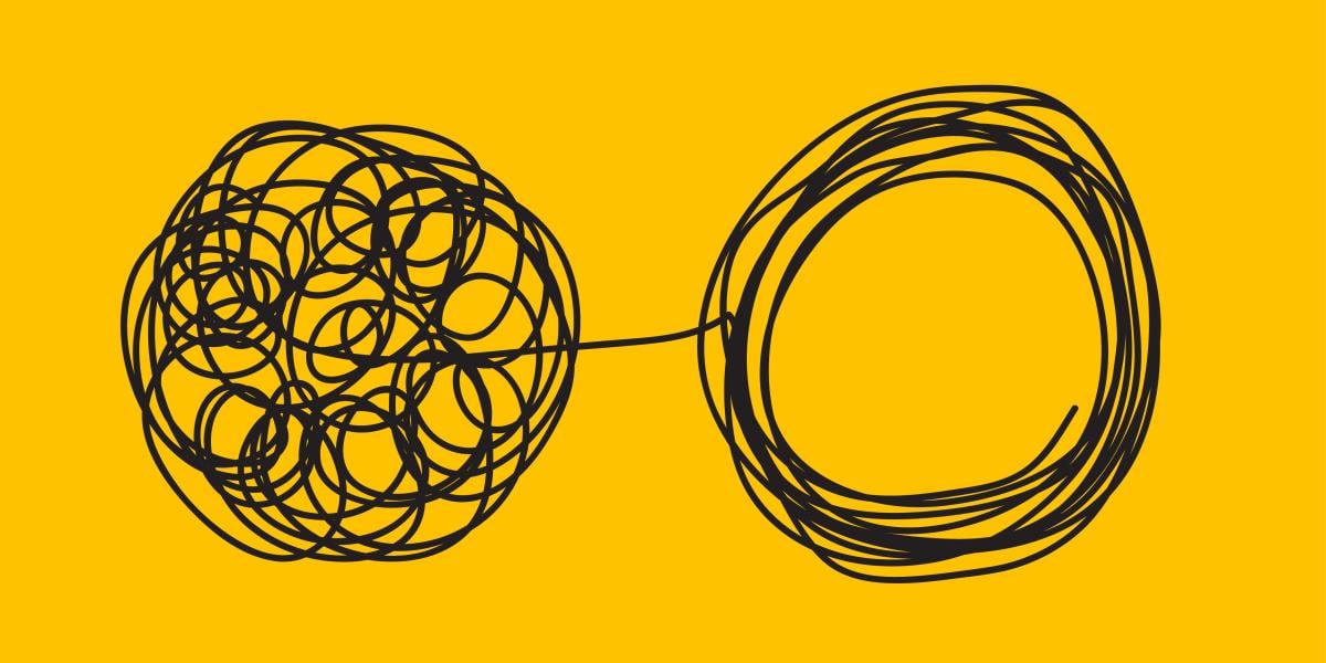 Illustration of a scribbled line turned into a circle