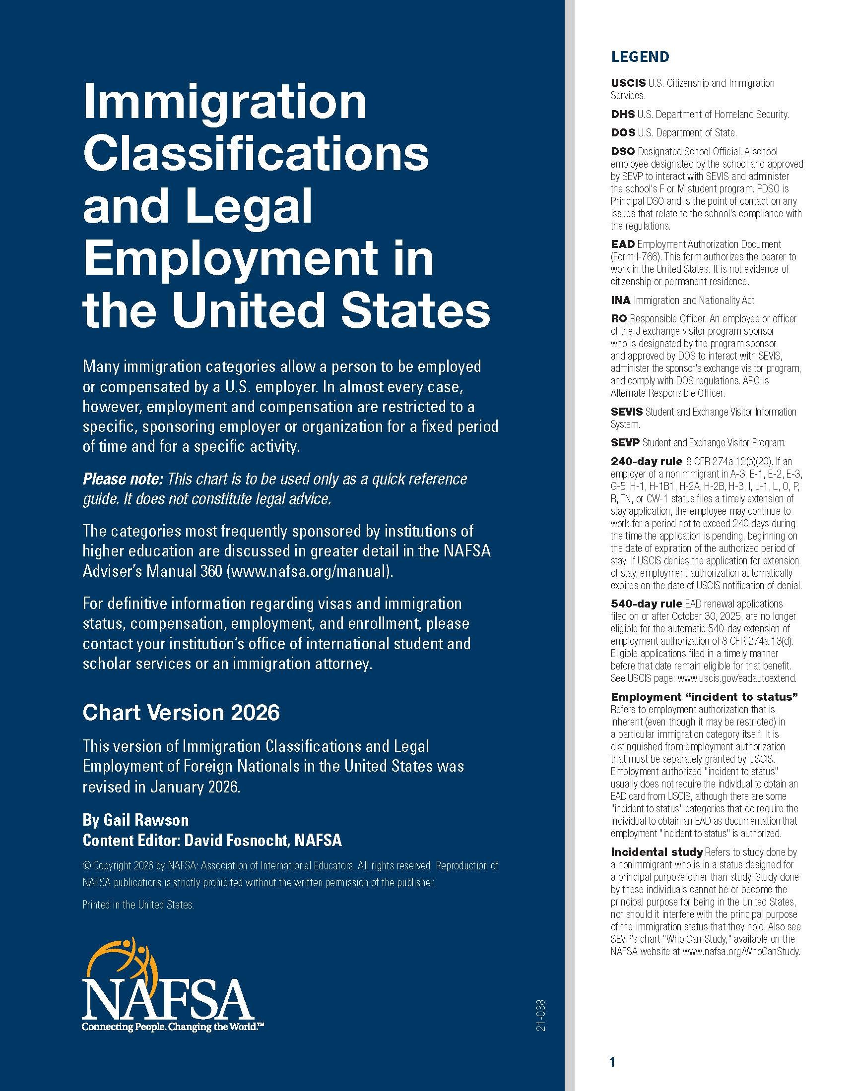 Immigration Classifications Quick Ref Guide