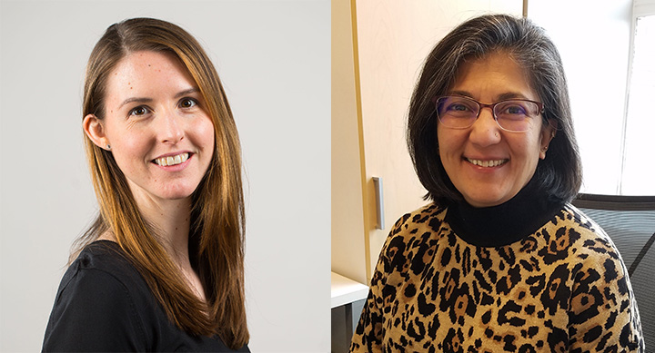 headshots of Emily Ostenson and Roopa Rawjee