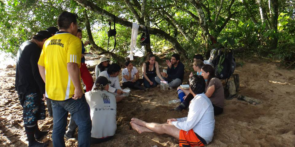 Students doing field coursework in Colombia.