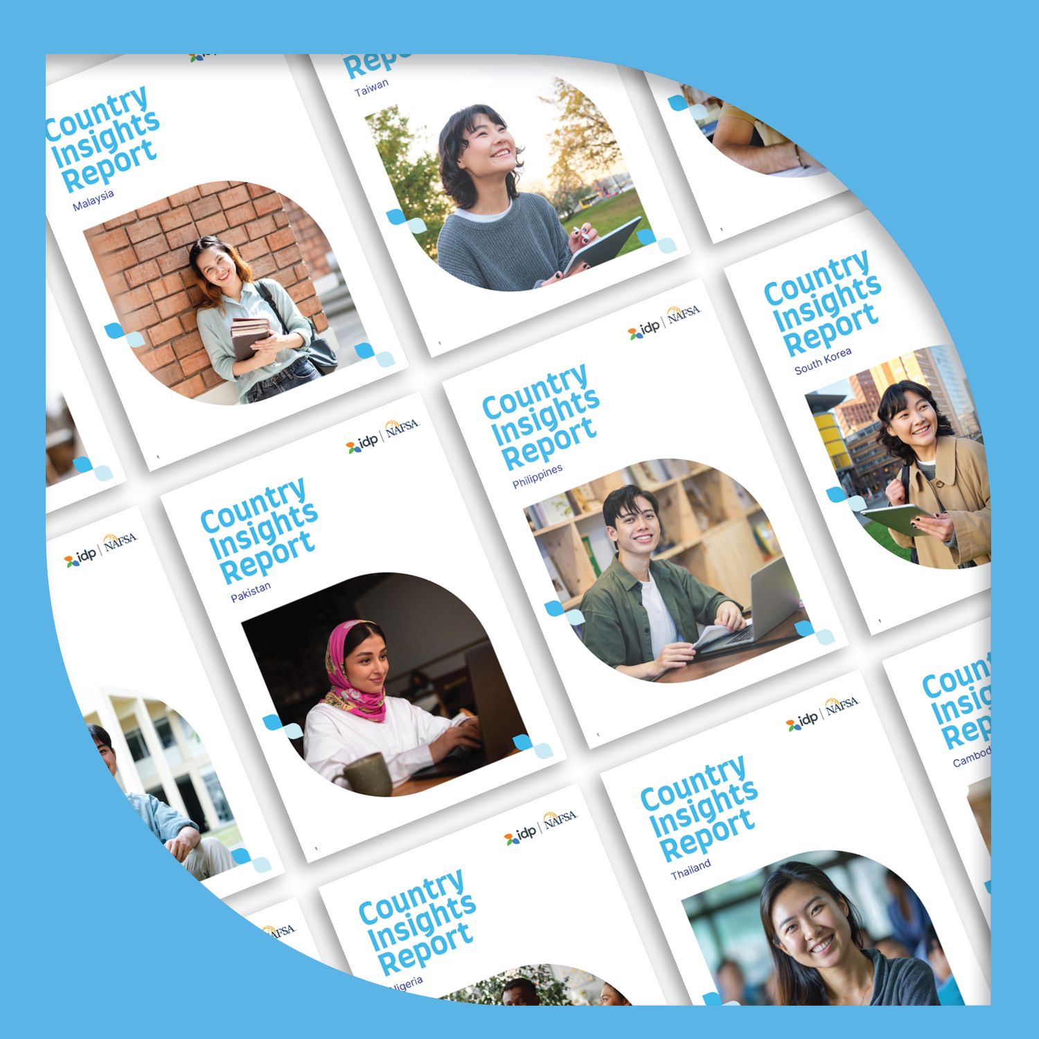 A variety of covers from IDP Country Insight Reports