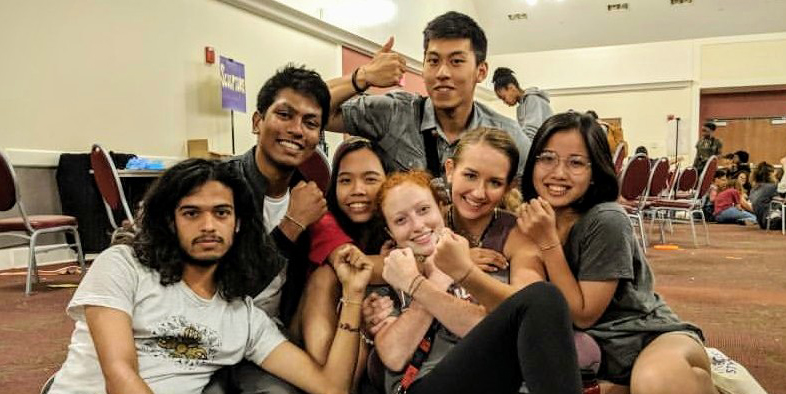 A group of students inside a classroom