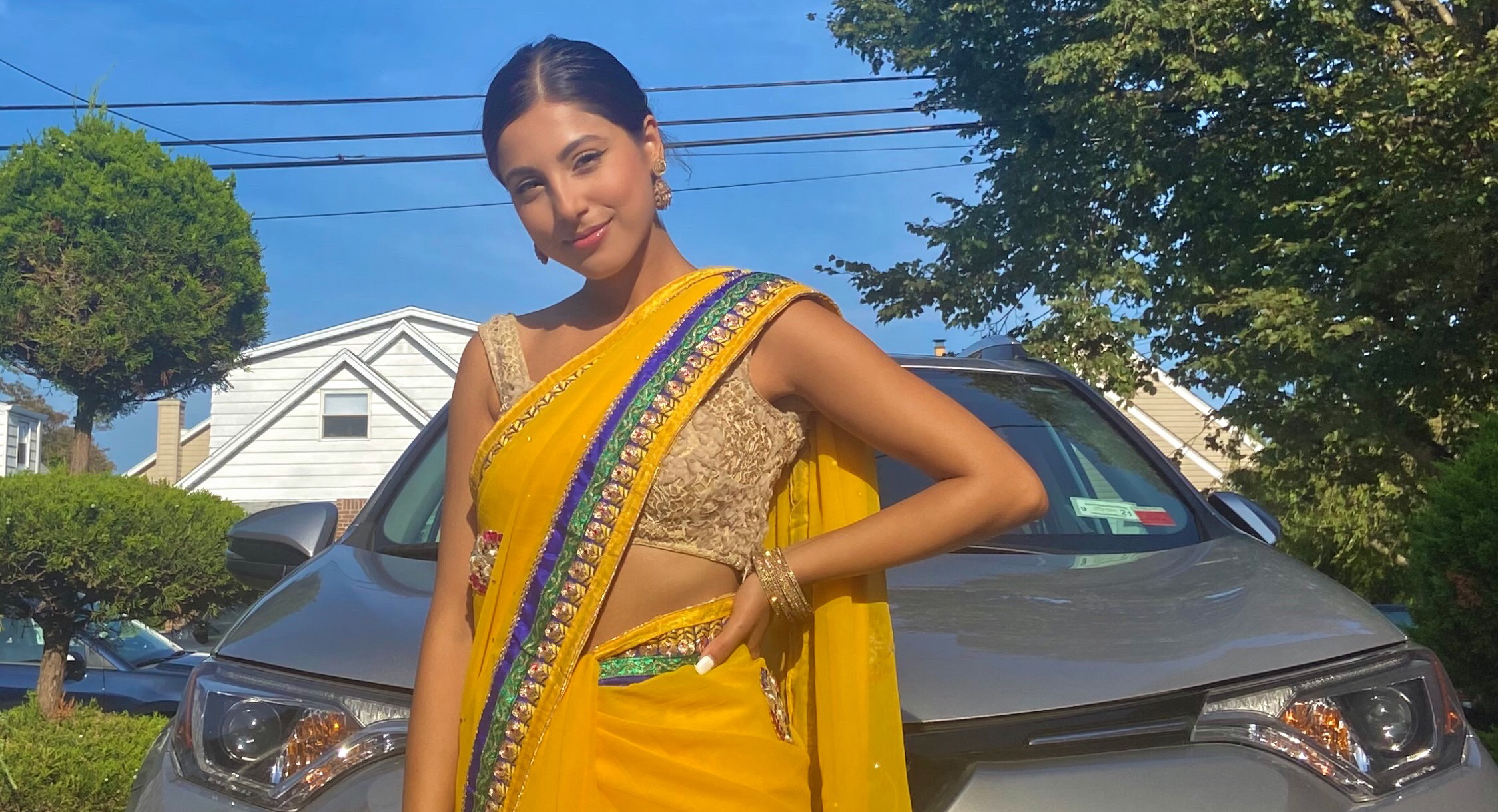 Photo of Niha Adkihari in traditional Nepali clothing