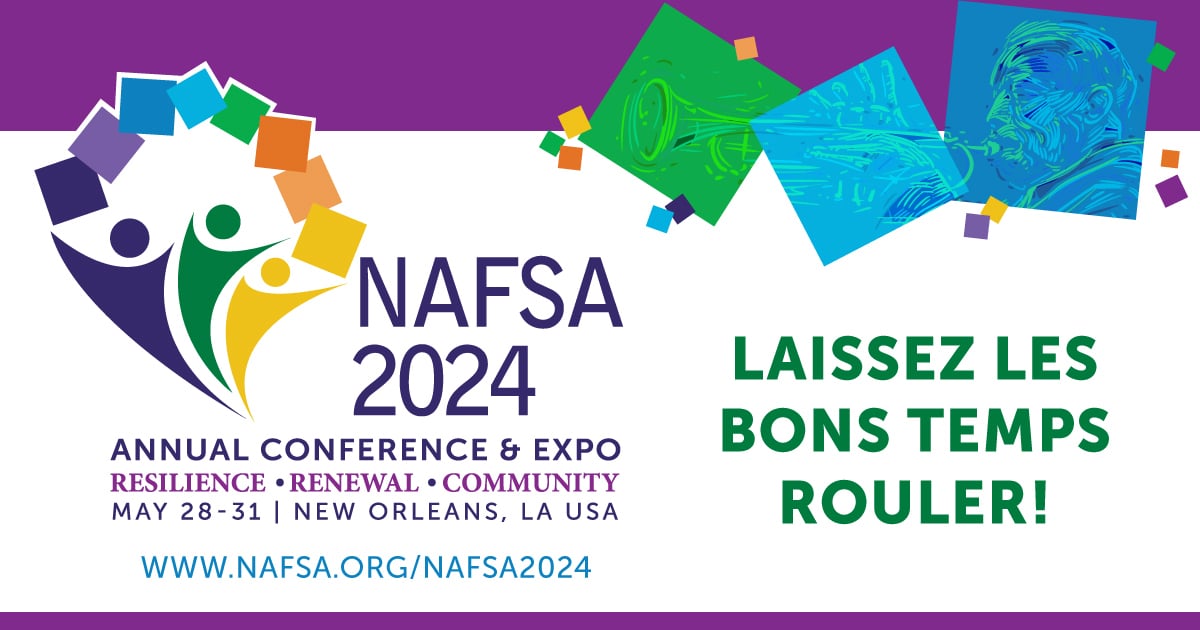 The NAFSA 2024 logo with the words "Laissez Les Bons Temps Rouler"