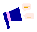 cartoon megaphone with speech bubbles