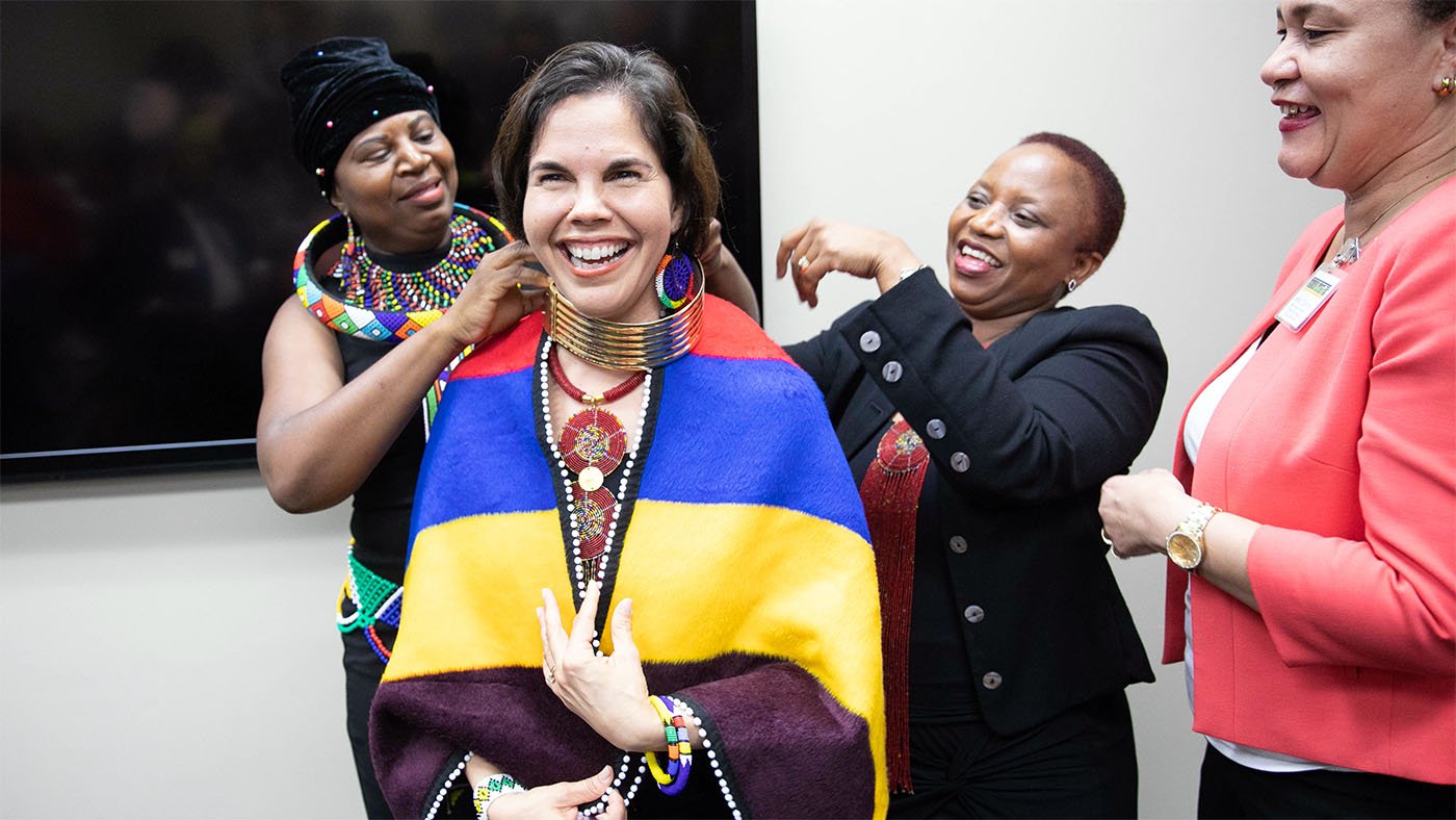Vilma Fuentes, PhD, with CCAP South African participants