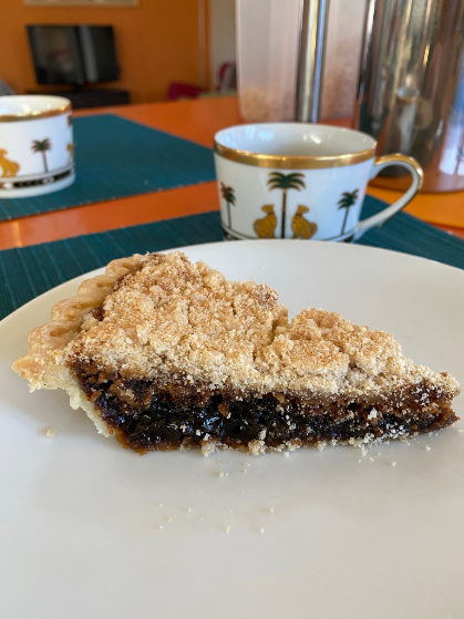 Photograph of a slice of shoofly pie