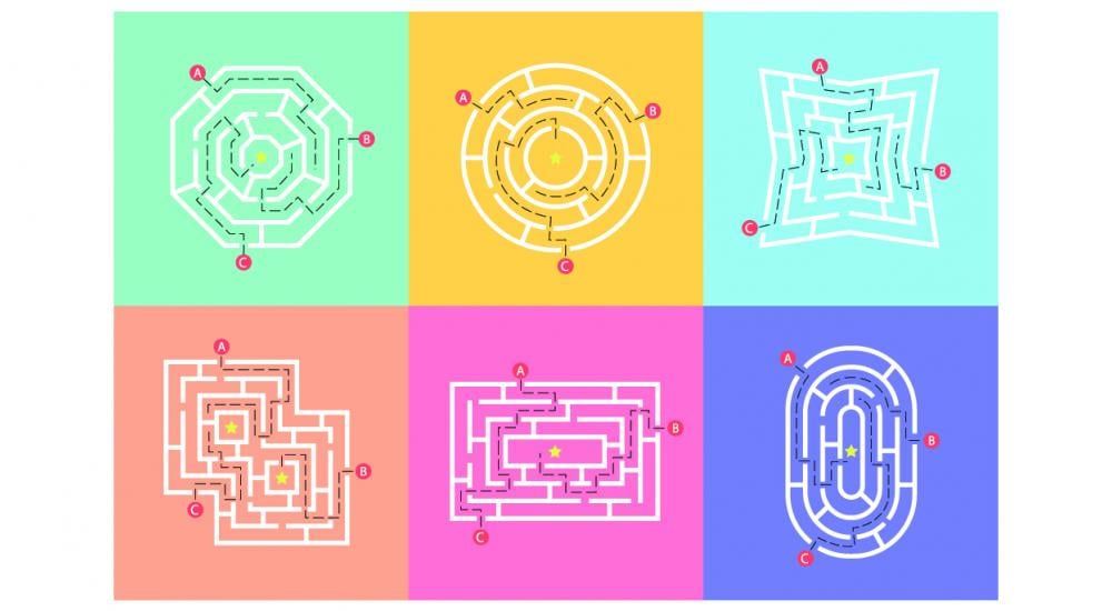 Several illustrations of labyrinths