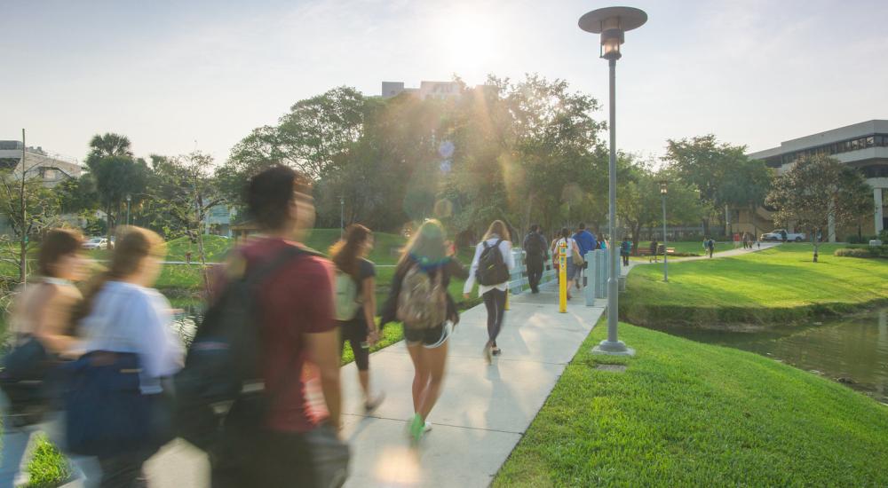 Students on the FIU campus