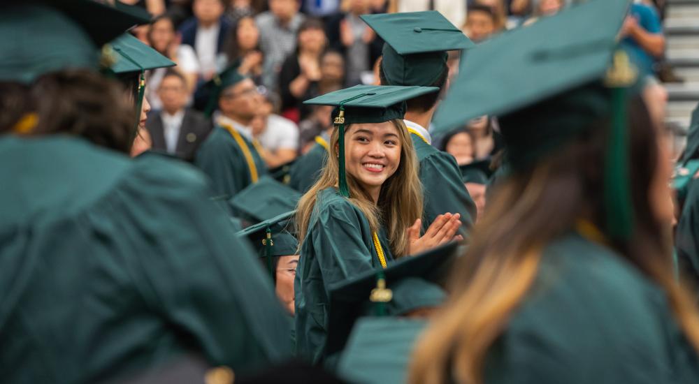 Students at a graduation ceremony