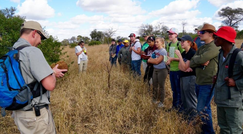 Students on a bush walk in South Africa