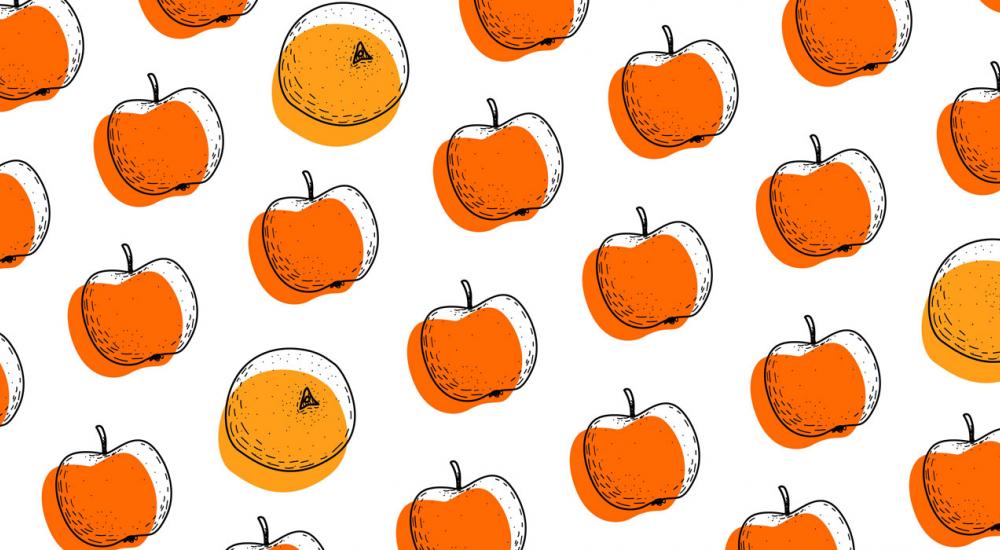 Illustration of a pattern of apples and oranges