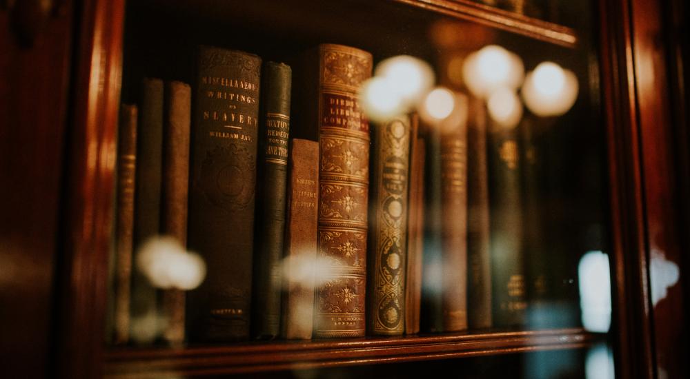 A row of books on a shelf