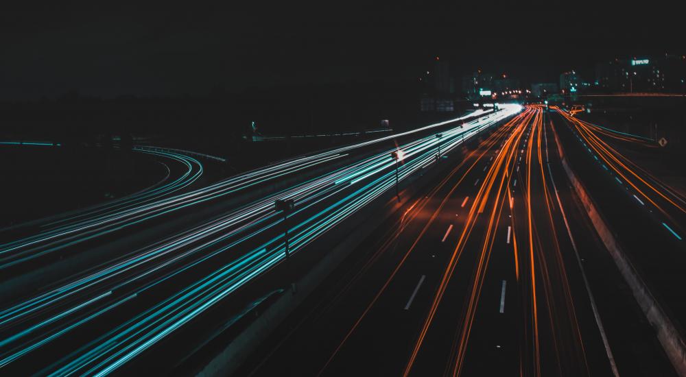 long exposure of tail lights and head lights