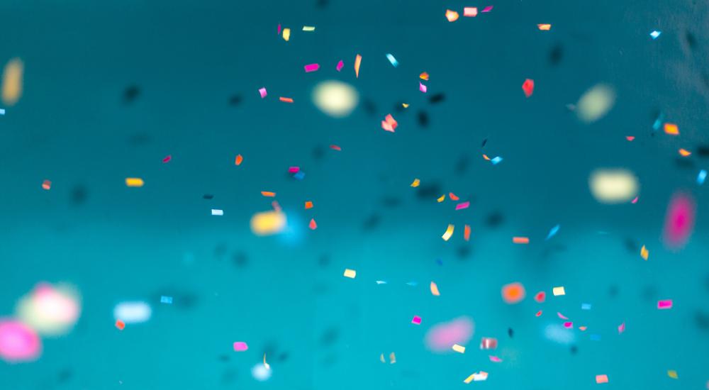 confetti on a blue background