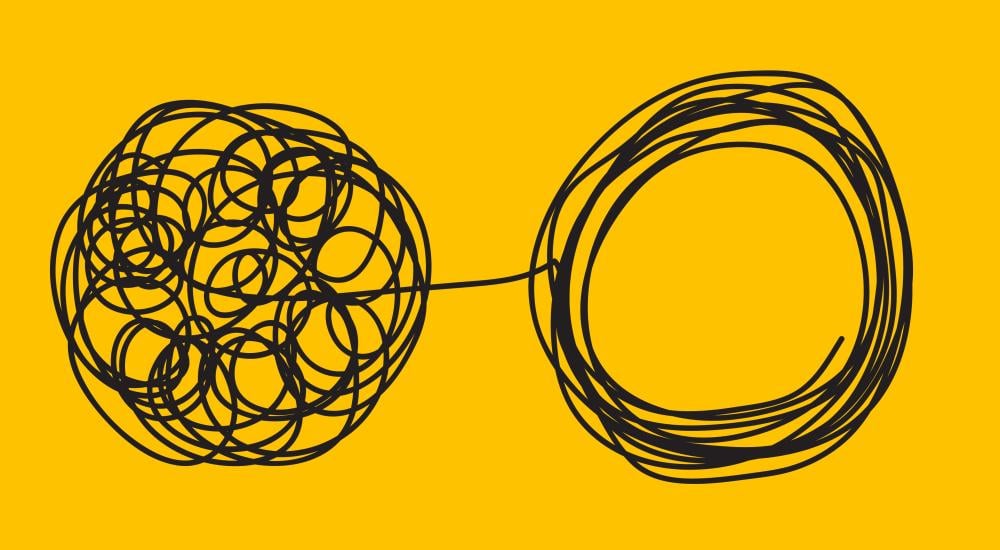 Illustration of a scribbled line turned into a circle