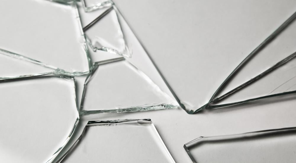 Broken glass on a white background