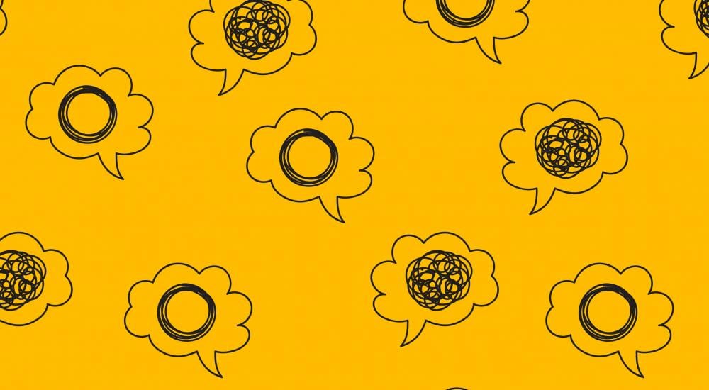Yellow background with speech bubbles