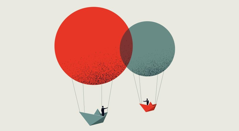 Illustration of two hot air balloons