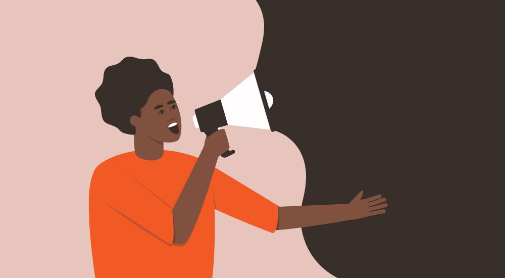 illustration of woman with megaphone