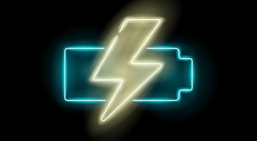neon sign of a batter with a lightning bolt