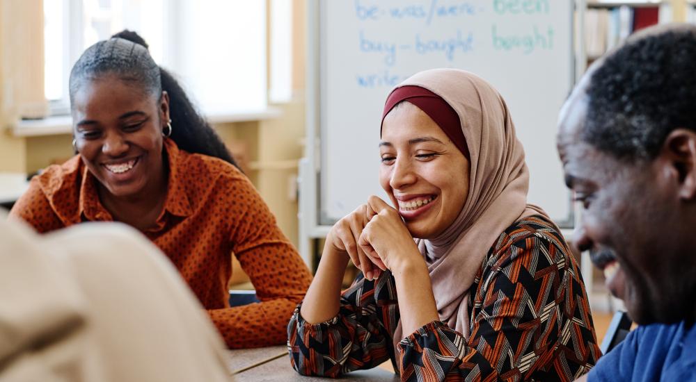diverse group of smiling students