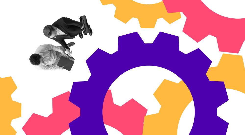 Interlocking gears of different colors