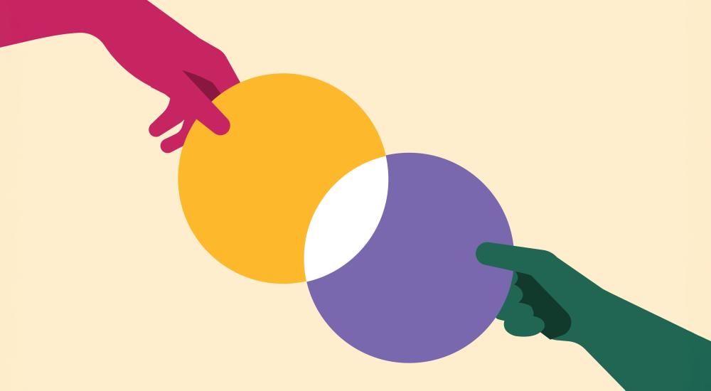 Illustration of two hands reaching toward each other