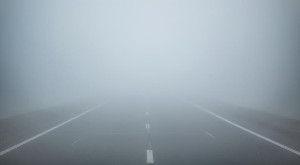 Photo of a foggy road
