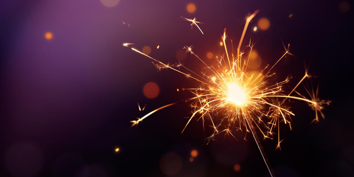 Sparkler on a purple background
