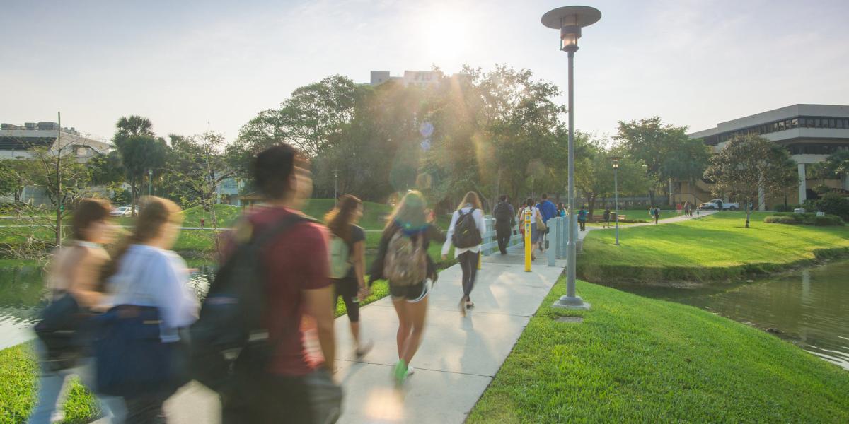 Students on the FIU campus