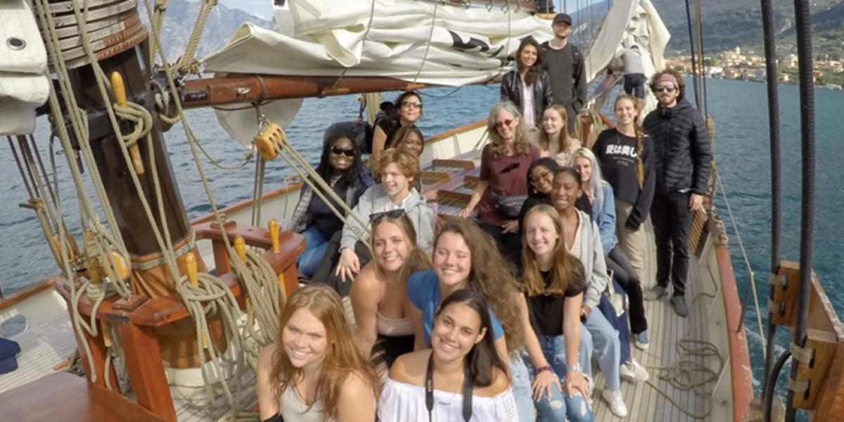 ECU Study abroad students on a boat in Tuscany