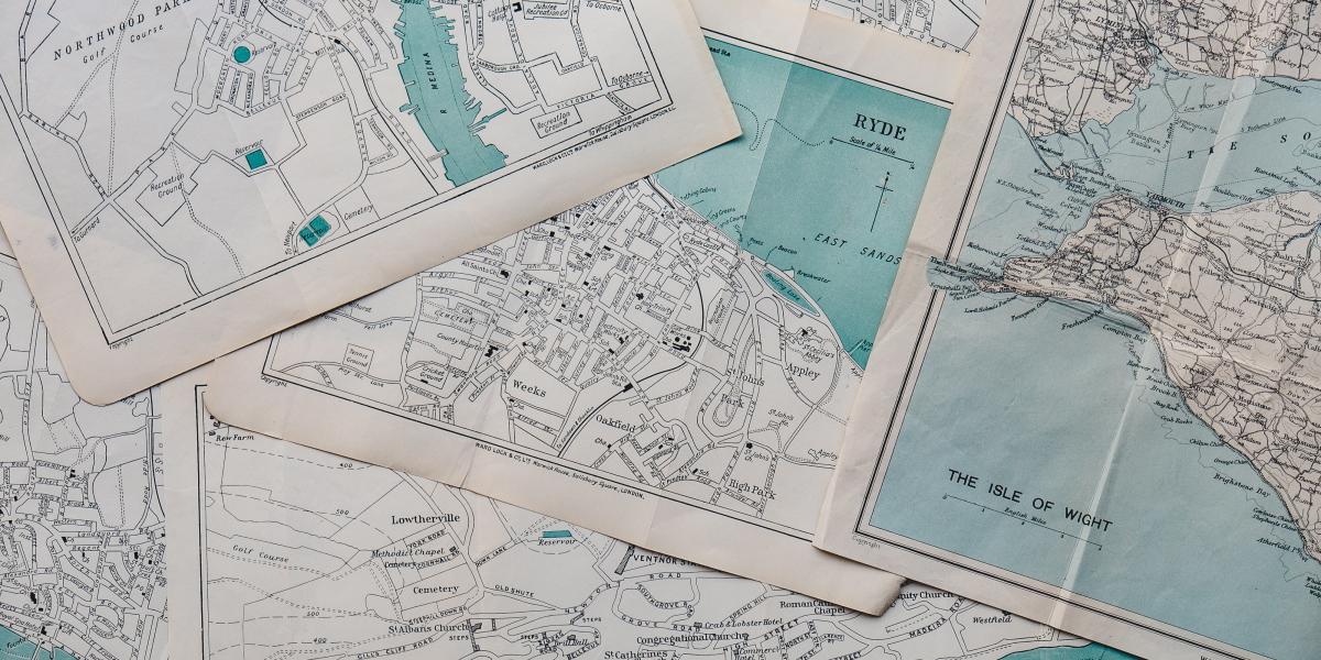 several maps laying on top of each other