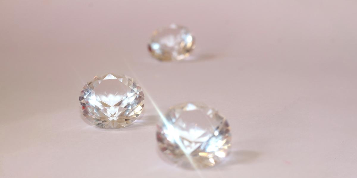photograph of three clear gems