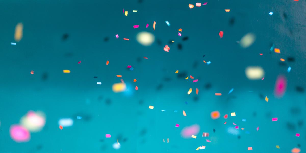 confetti on a blue background