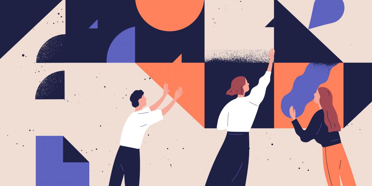 illustration of people putting pieces together