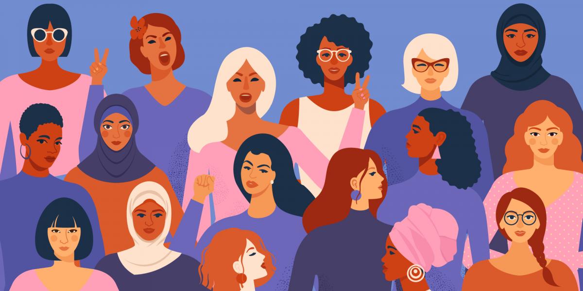 Illustration of a diverse group of women