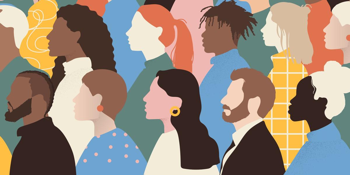 multicolor illustration of people in profile
