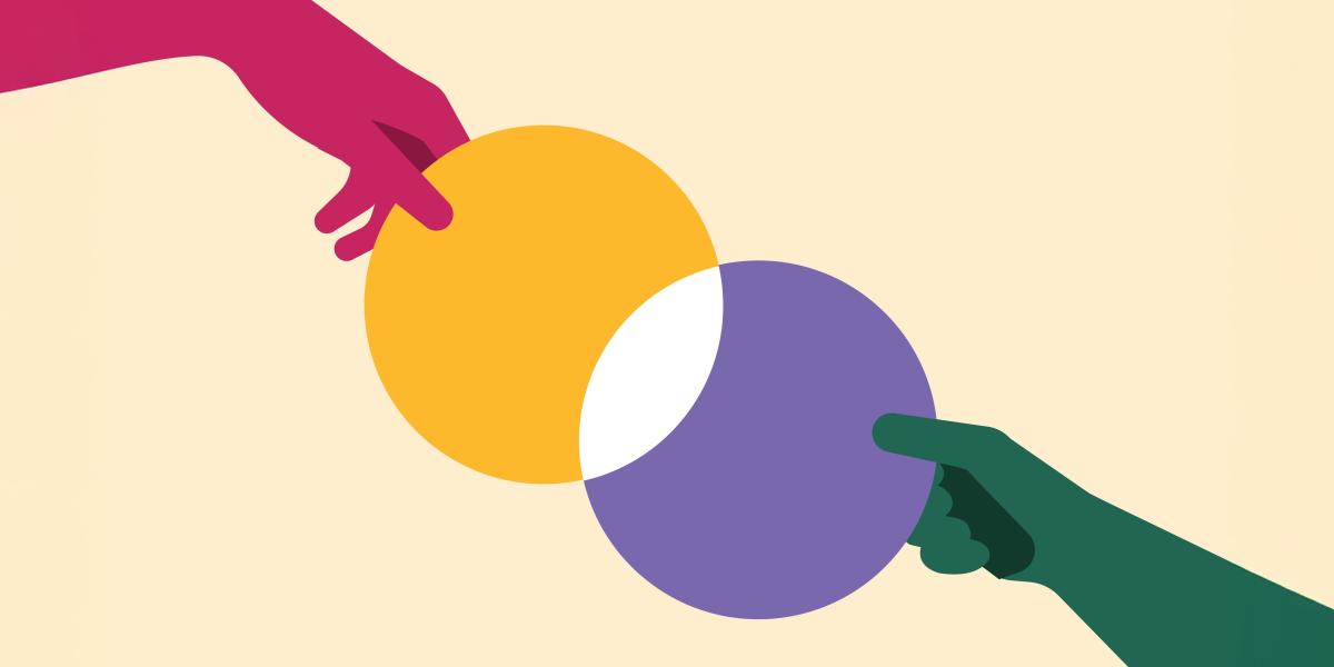 Illustration of two hands reaching toward each other