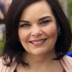 Close up of woman with short dark hair