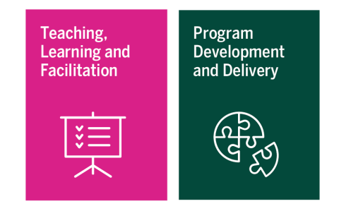 Teaching, Learning, and Facilitation and program development and delivery graphics 