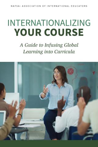 Female instructor teaching in front of students