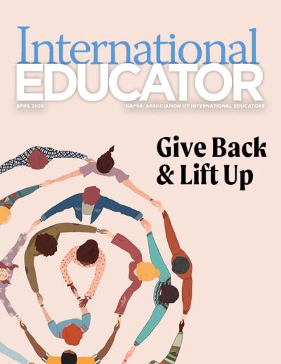Cover for the April 2023 cover of International Educator magazine