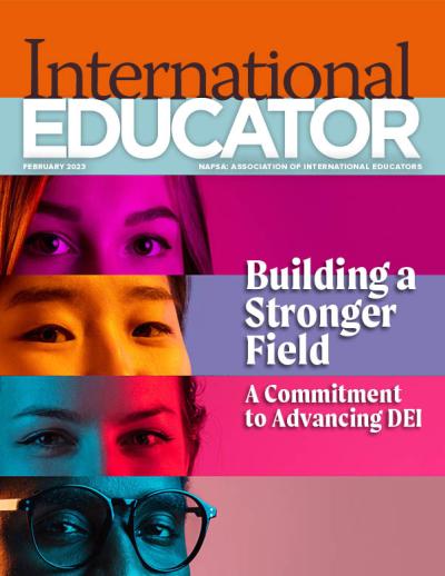 Cover for the February 2023 cover of International Educator magazine