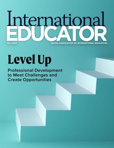 Cover for the July 2023 cover of International Educator magazine