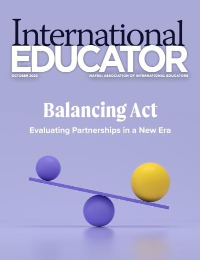 Cover for the October 2023 cover of International Educator magazine