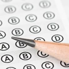 test scores on a paper with a pencil