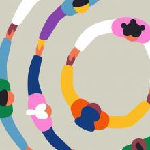 illustration of people joining hands in concentric circles